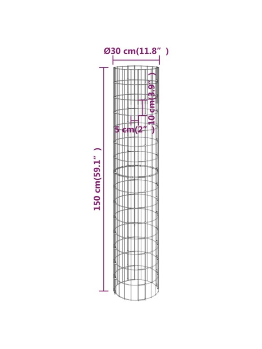 Ringikujulised gabioon taimelavad 3tk tsingitud teras ø30x150cm