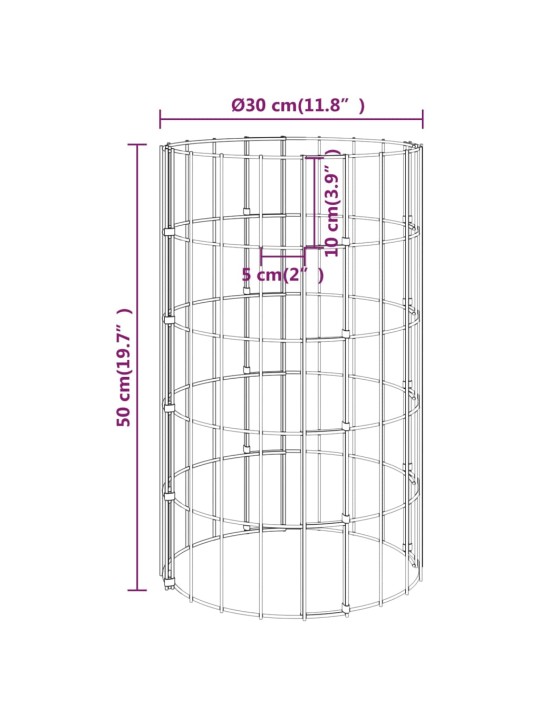 Ringikujulised gabioon taimelavad 4 tk, ø30x50/100/150/200 cm