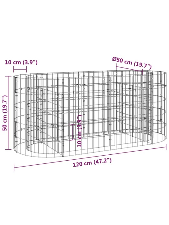 Gabioon taimelava, tsingitud raud, 120 x 50 x 50 cm