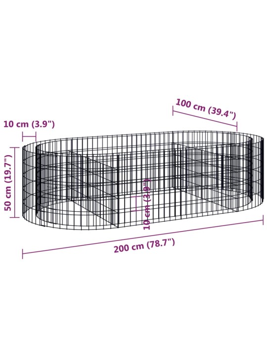 Gabioon taimelava, tsingitud raud, 200 x 100 x 50 cm