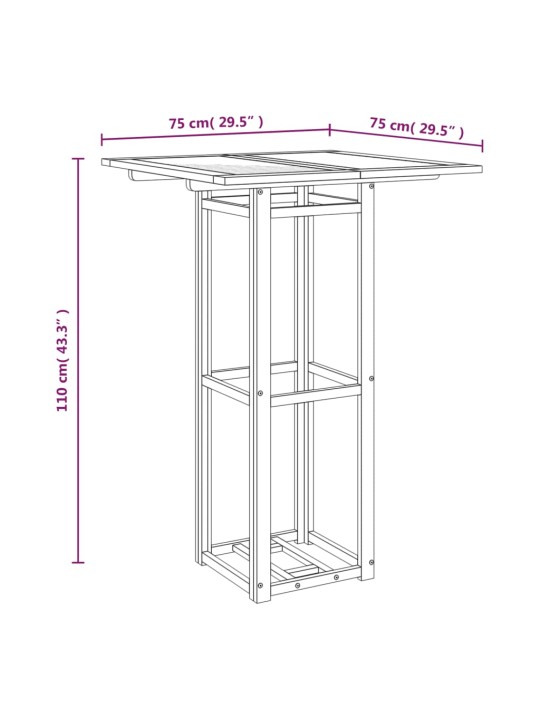 Bistroolaud, 75 x 75 x 110 cm, akaatsiapuit