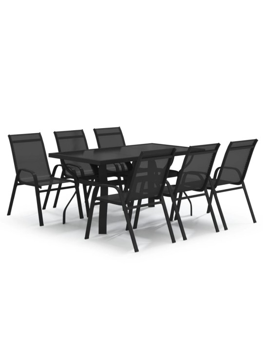 7-osaline aiamööbli komplekt, must