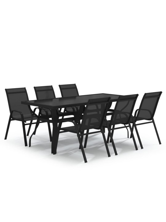 7-osaline aiamööbli komplekt, must