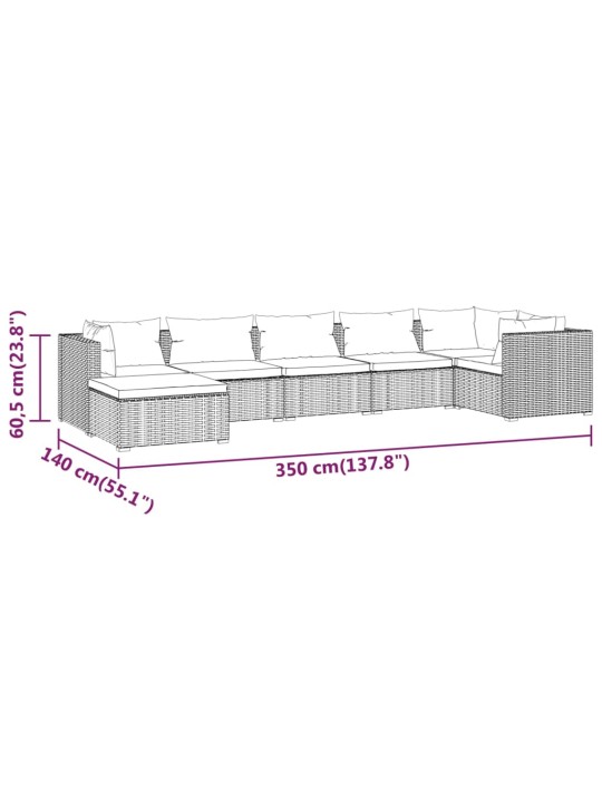 7-osaline aiamööblikomplekt patjadega, polürotang, hall