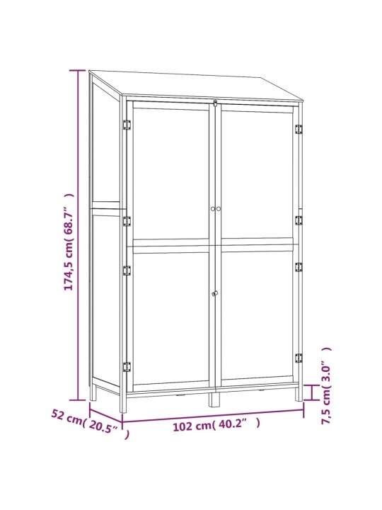 Aiakuur 102x52x174,5 cm nulupuit