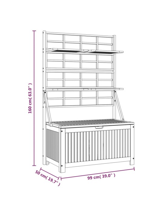 Võreseinaga hoiukast, 99 x 50 x 160 cm, akaatsiapuit