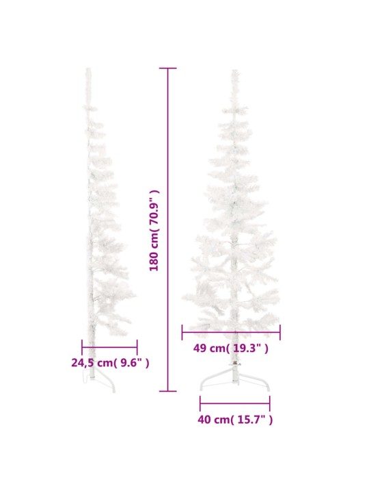 Kitsas poolik kunstkuusk alusega, valge, 180 cm