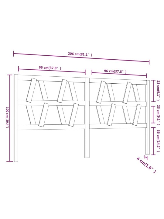 Voodipeats, hall, 206 x 4 x 100 cm, männipuit