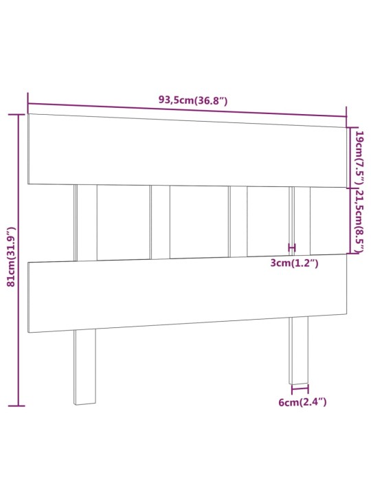 Voodipeats, hall, 93,5x3x81 cm, männipuit