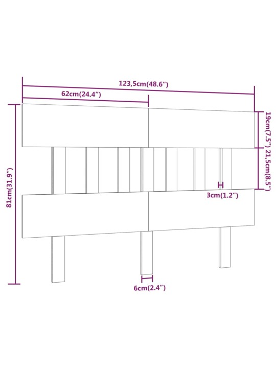 Voodipeats, hall, 123,5x3x81 cm, männipuit