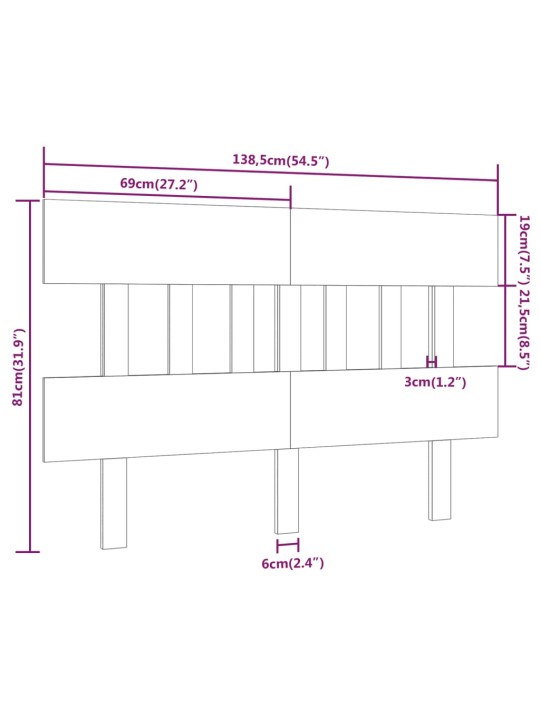 Voodipeats, hall, 138,5x3x81 cm, männipuit