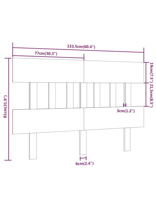 Voodipeats, hall, 153,5x3x81 cm, männipuit