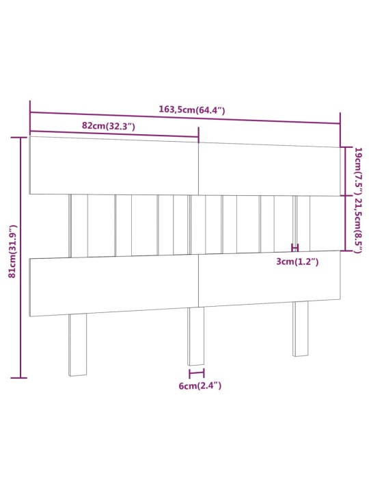 Voodipeats, hall, 163,5x3x81 cm, männipuit