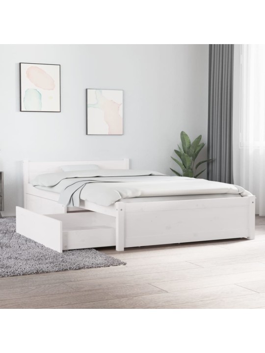 Voodiraam sahtlitega, valge, 100 x 200 cm