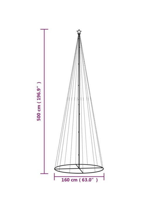 Koonusekujuline jõulupuu, külm valge, 732 LEDi, 160 x 500 cm