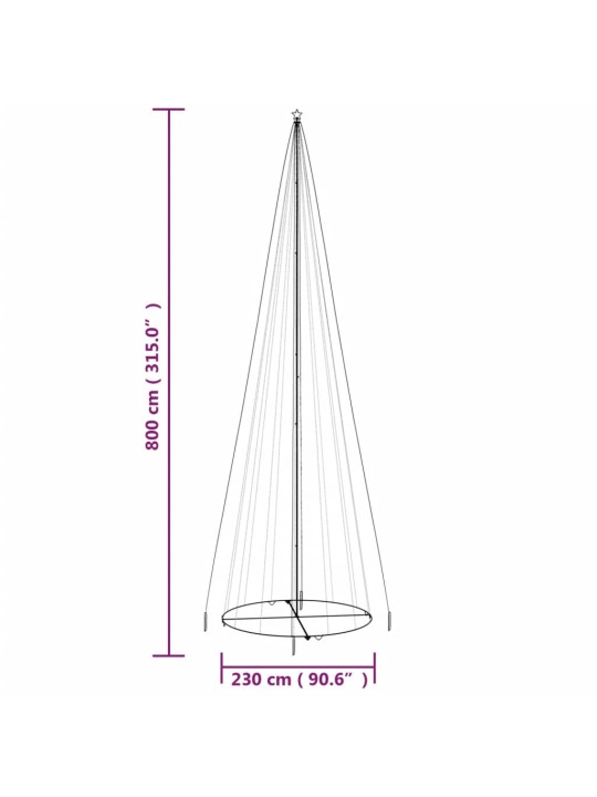 Koonusekujuline jõulupuu, külm valge, 1134 LEDi, 230 x 800 cm