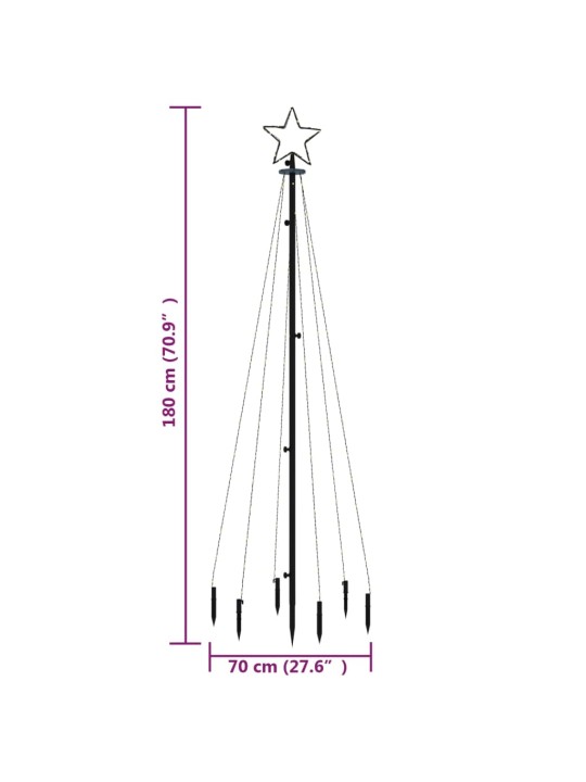 Jõulupuu vaiaga, värviline 108 ledi, 180 cm