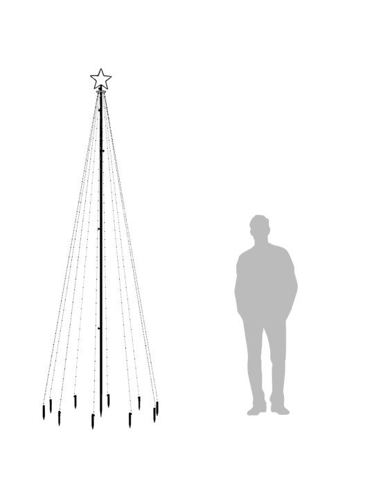 Jõulupuu vaiaga, soe valge, 310 LEDi, 300 cm