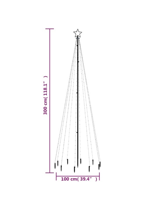 Jõulupuu vaiaga, soe valge, 310 LEDi, 300 cm