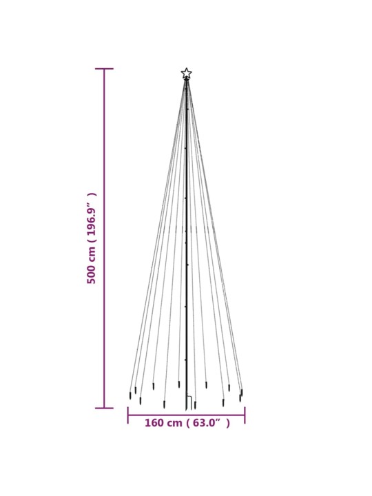 Jõulupuu vaiaga, soe valge, 732 LEDi, 500 cm