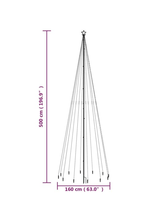 Jõulupuu vaiaga, värvilised 732 LEDi, 500 cm