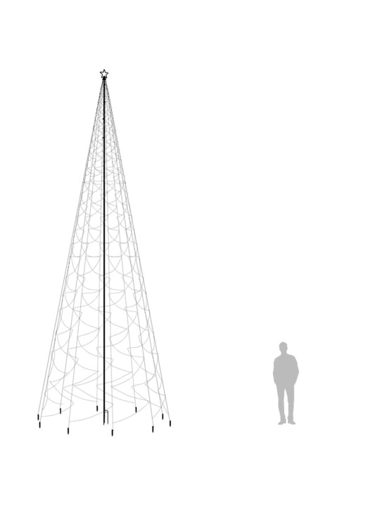 Jõulupuu vaiaga, külm valge, 3000 LEDi, 800 cm