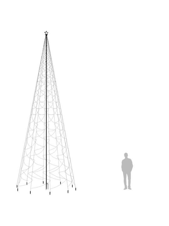 Jõulupuu vaiaga, värvilised 3000 LEDi, 800 cm