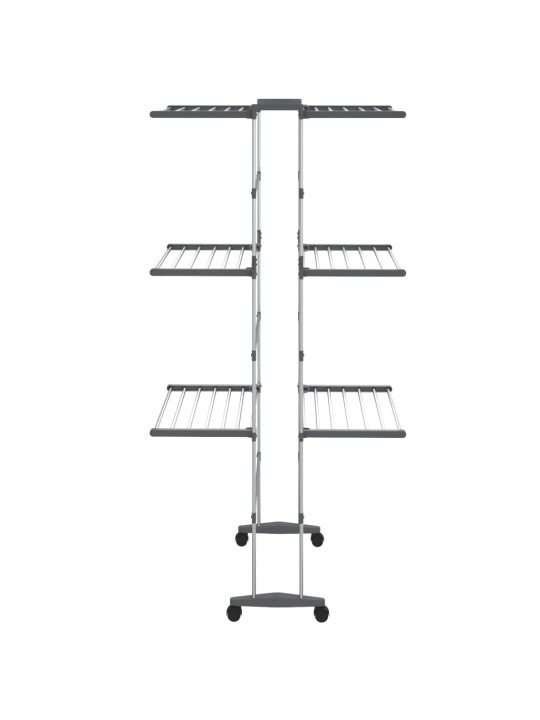 3-korruseline ratastega pesukuivatusrest hõbedane 60x70x129 cm
