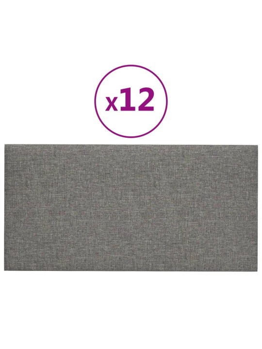 Seinapaneelid 12 tk, helehall, 30 x 15 cm, kangas, 0,54 m²