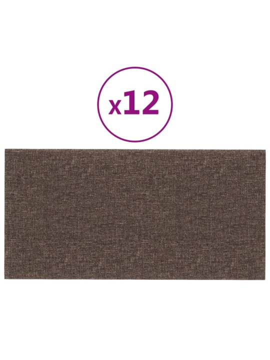 Seinapaneelid 12 tk, pruunikashall, 30x15 cm, kangas, 0,54 m²