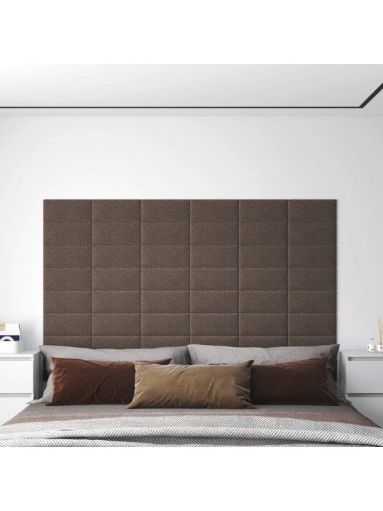 Seinapaneelid 12 tk, pruunikashall, 30x15 cm, kangas, 0,54 m²