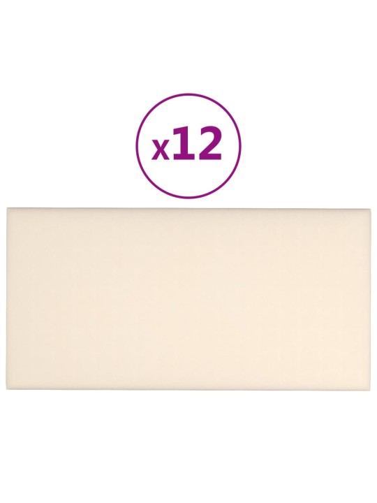 Seinapaneelid 12 tk, kreemjas, 30 x 15 cm, samet, 0,54 m²