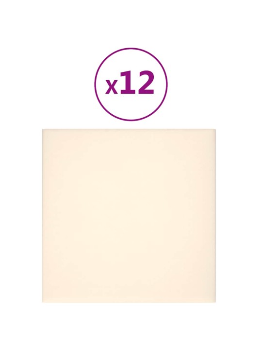 SEINAPANEELID 12 TK, KREEMJASVALGE, 30 X 30 CM, SAMET, 1,08 M²