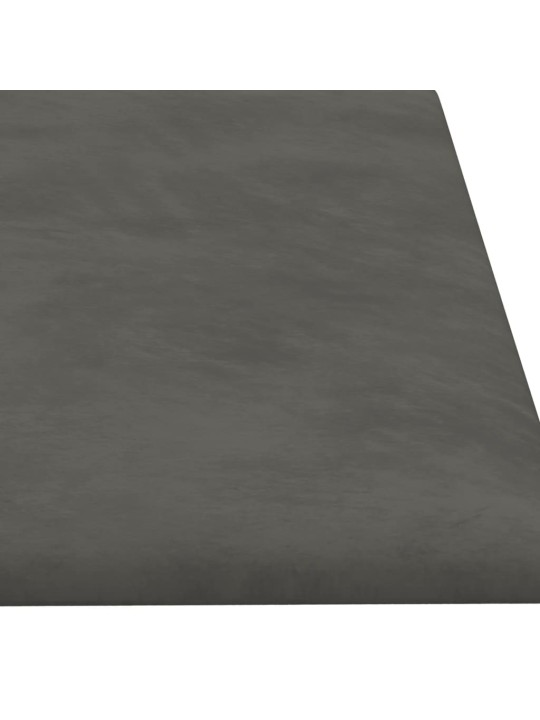 Seinapaneelid 12 tk, tumehall, 60 x 15 cm, samet, 1,08 m²