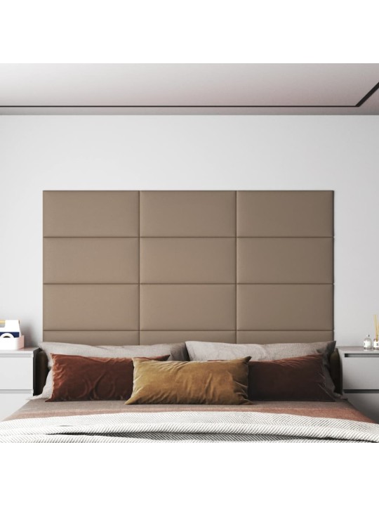 Seinapaneelid 12 tk, cappuccino, 60 x 30 cm, kunstnahk, 2,16 m²