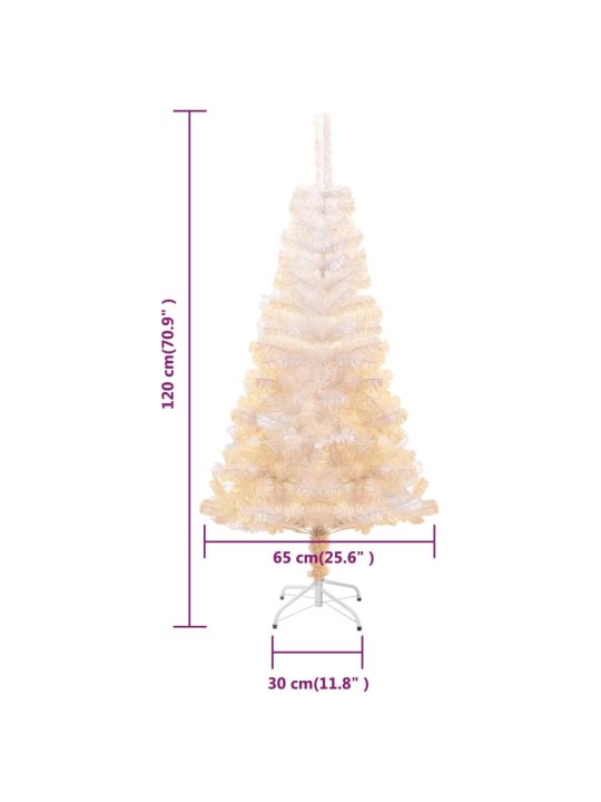 Kunstkuusk sillerdavate okstega, valge, 120 cm, pvc