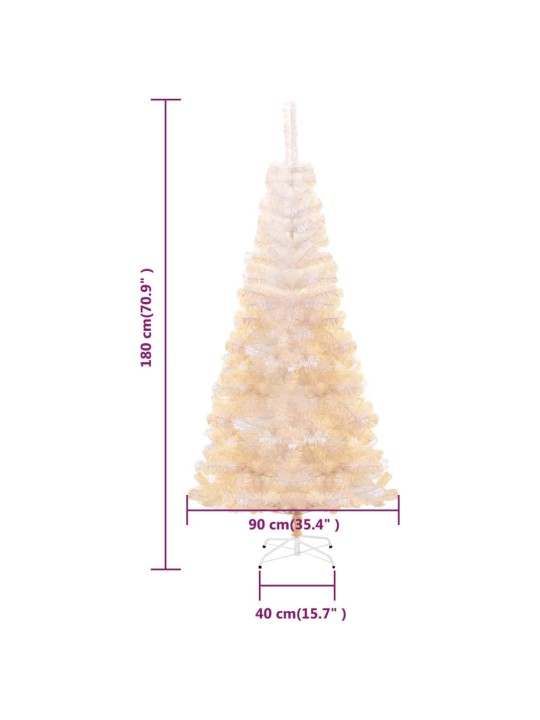 Kunstkuusk sillerdavate okstega, valge, 180 cm, pvc