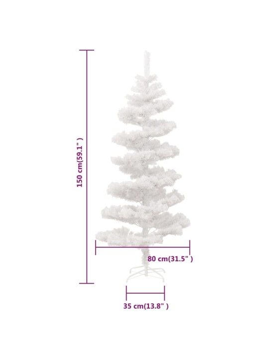 Spiraalne valgustusega kunstkuusk potiga, valge, 150 cm, pvc