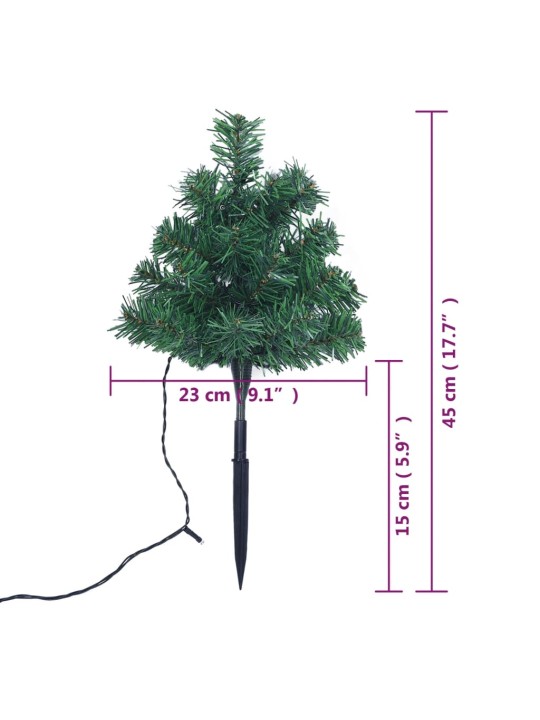 Teeäärsed jõulupuud 6 tk, soojad valged ledid 45 cm, pvc