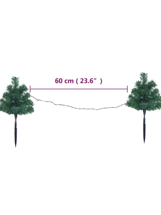 Teeäärsed jõulupuud 6 tk, soojad valged ledid 45 cm, pvc