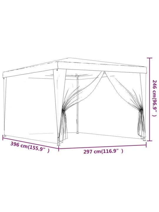 Peotelk 4 võrgust külgseinaga, roheline, 3 x 4 m hdpe