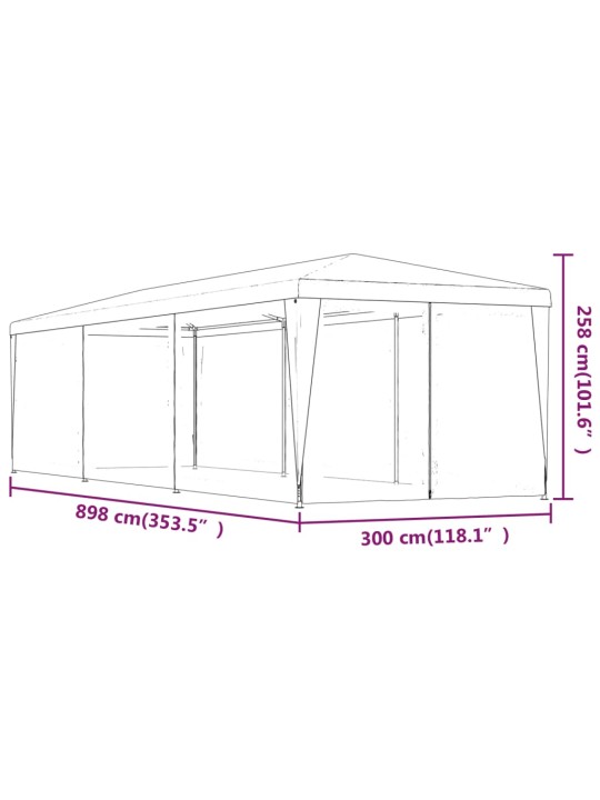 Peotelk 8 võrgust külgseinaga, roheline, 3 x 9 m hdpe