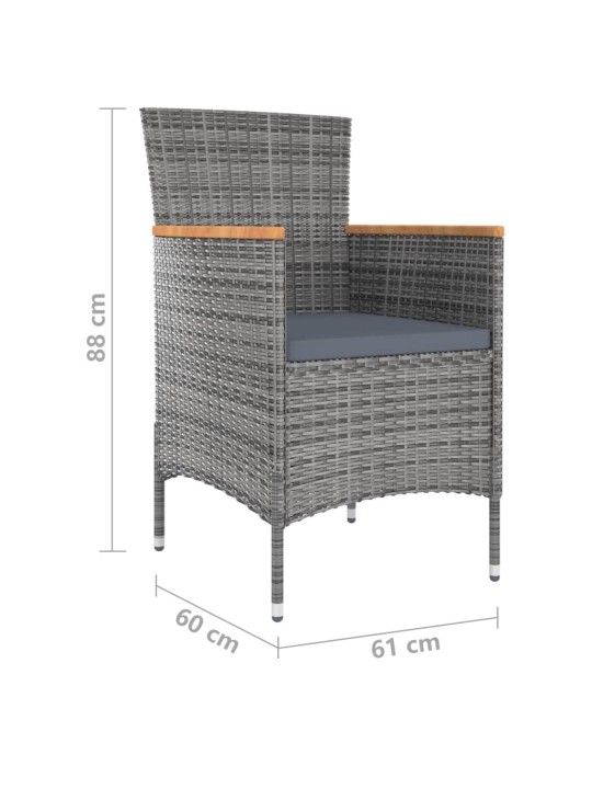 7-osaline aiamööbli komplekt istmepatjadega, hall