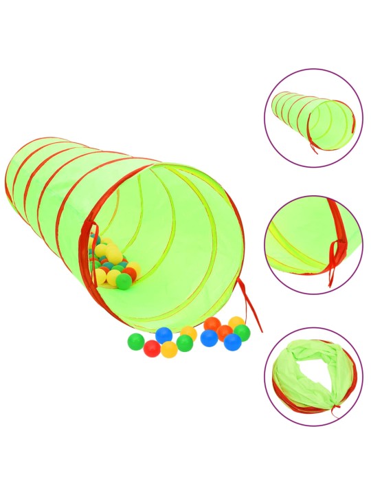 Laste mängutunnel, 250 palli, roheline, 175 cm, polüester