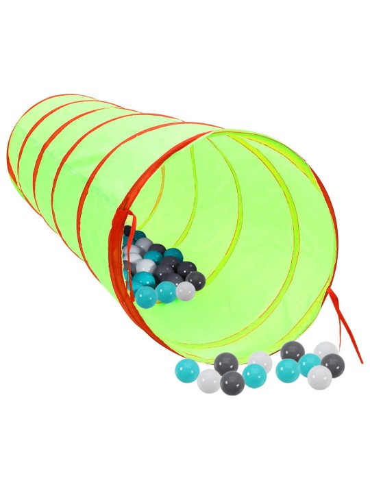 Laste mängutunnel, 250 palli, roheline, 175 cm, polüester