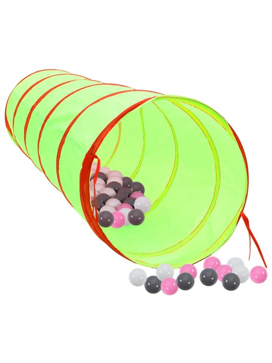 Laste mängutunnel, 250 palli, roheline, 175 cm, polüester