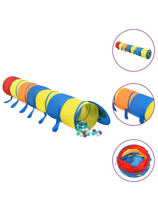 Laste mängutunnel, 250 palli, mitmevärviline, 245 cm, polüester