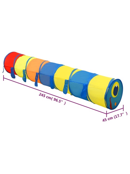 Laste mängutunnel, 250 palli, mitmevärviline, 245 cm, polüester