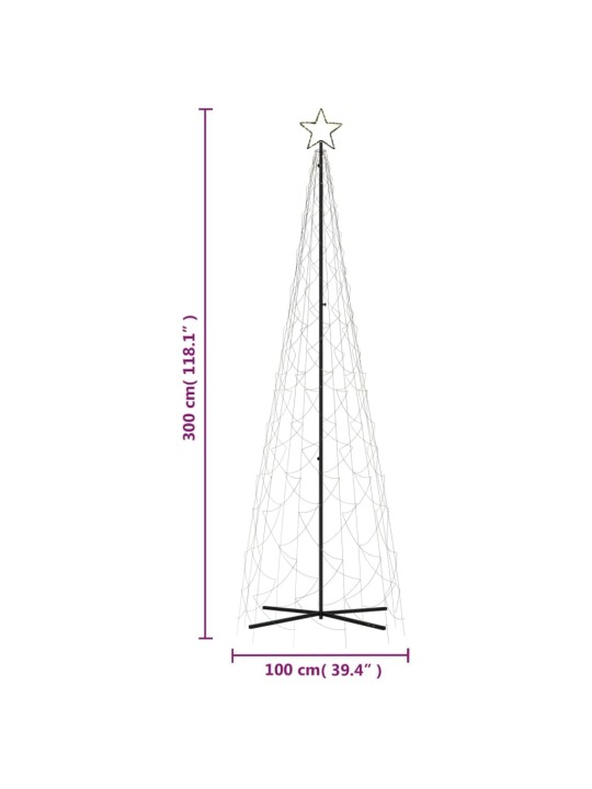 Koonusekujuline jõulupuu, soe valge, 500 LEDi, 100 x 300 cm