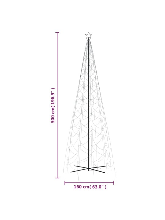 Koonusekujuline jõulupuu, külm valge, 1400 LEDi, 160 x 500 cm